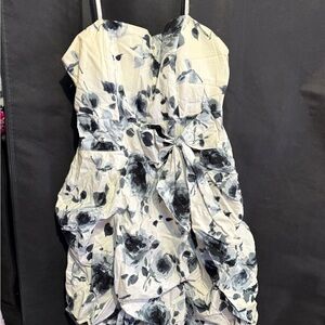Deb Black and White Floral Strapless Dress